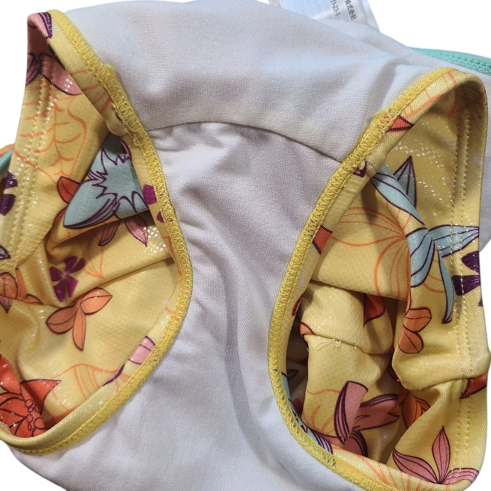Disney Moana Swimsuit Girls 3T One Piece Yellow Floral Pua Graphic - Picture 6 of 9